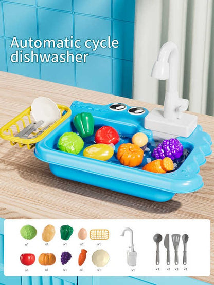 🧽 Kids Kitchen Sink Toy Set 🥕🍇 | Working Faucet 💧 & Vegetables 🥬 | Fun Dishwasher Play Basin for Toddlers 👶